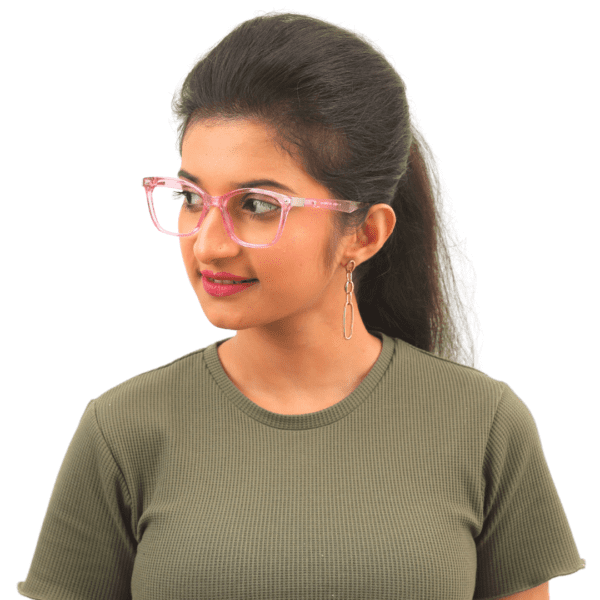 Pink Cat Eye Rectangle Full Rim TR90 Women Eye Frame - Image 6