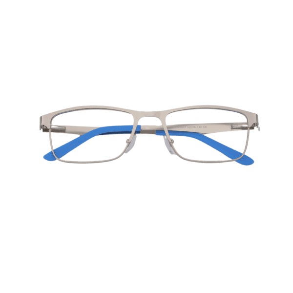 Silver Rectangle Full Rim Metal Unisex Eye Frame - Image 2