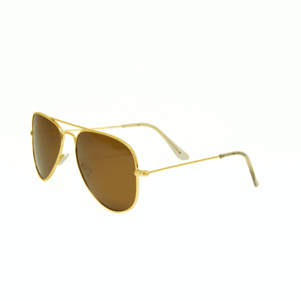 Golden Brown Aviator Full Rim Metal Unisex Sunglasses - Image 2