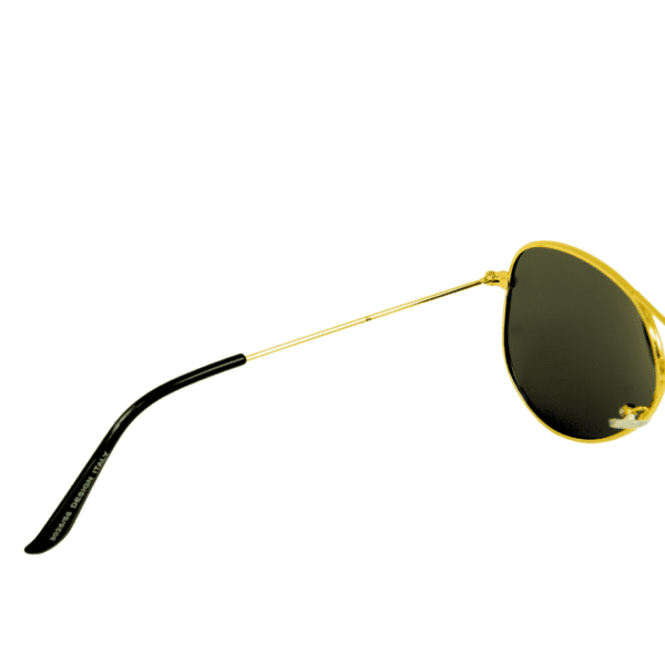 Golden Black Aviator Full Rim Metal Unisex Sunglasses - Image 3