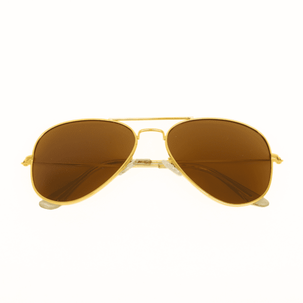 Golden Brown Aviator Full Rim Metal Unisex Sunglasses - Image 3