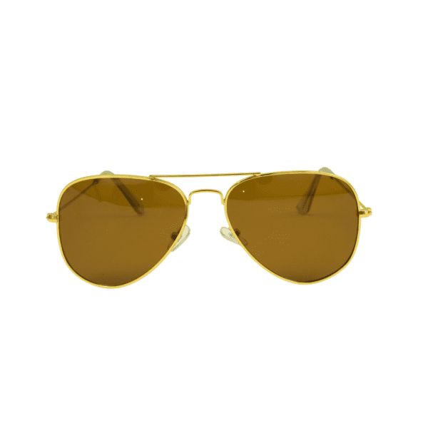 Golden Brown Aviator Full Rim Metal Unisex Sunglasses - Image 5