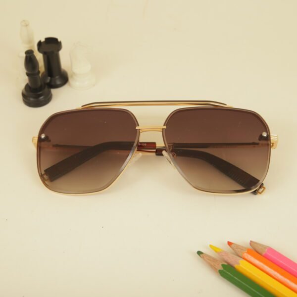 Brown Aviator Full Rim Metal Unisex Sunglasses