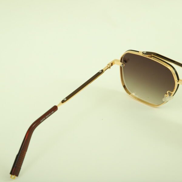 Brown Aviator Full Rim Metal Unisex Sunglasses - Image 3