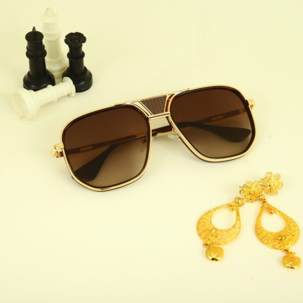 Golden Aviator Full Rim Metal Unisex Sunglasses